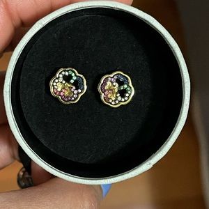 Silver Vermeil TOUS Good Vibes clover earrings with gemstones